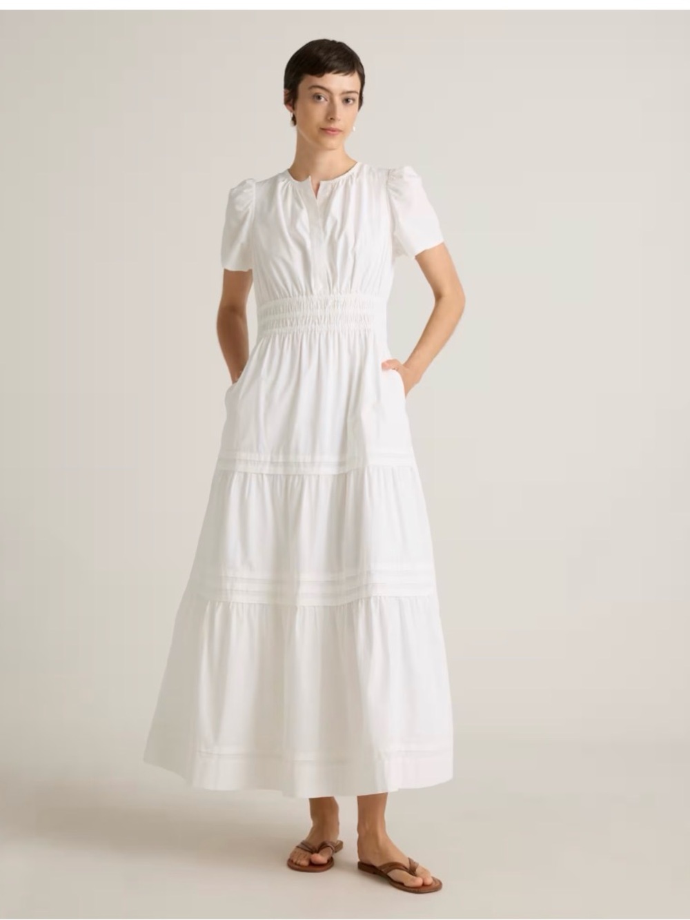 Quince 100% Organic Cotton Poplin Tiered Maxi Dress New Without Tags